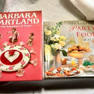 Lot of 2 cookbook. The Romance of Food Book by Barbara Cartland & the Party book